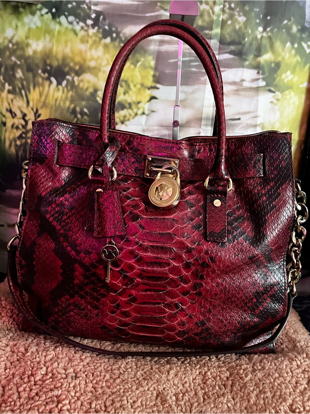 Michael Kors Anaconda large satchel tote